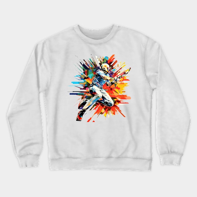 Cricket Player Sport Game Champion Competition Abstract Crewneck Sweatshirt by Cubebox